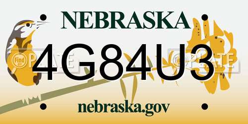 4G84U3 Nebraska License Plate