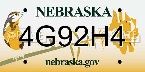 4G92H4 Nebraska License Plate