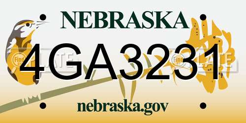 4GA3231 Nebraska License Plate