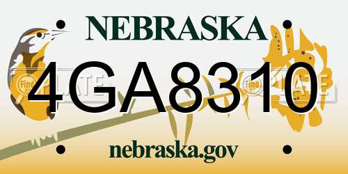 4GA8310 Nebraska License Plate