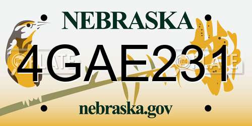 4GAE231 Nebraska License Plate