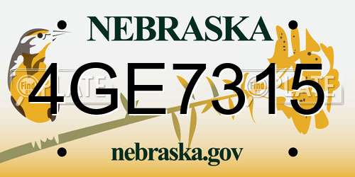 4GE7315 Nebraska License Plate