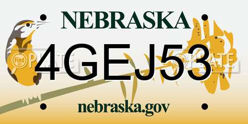 4GEJ53 Nebraska License Plate