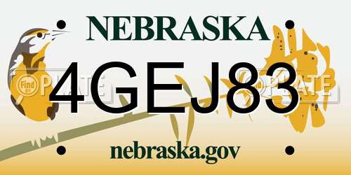 4GEJ83 Nebraska License Plate