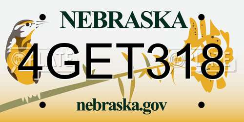 4GET318 Nebraska License Plate