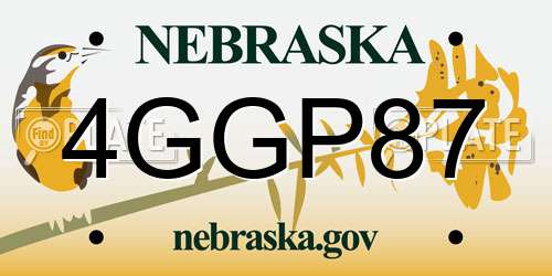 4GGP87 Nebraska License Plate