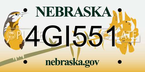 4GI551 Nebraska License Plate