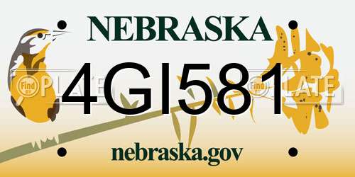 4GI581 Nebraska License Plate