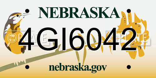 4GI6042 Nebraska License Plate