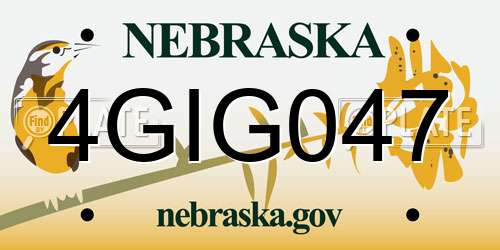 4GIG047 Nebraska License Plate