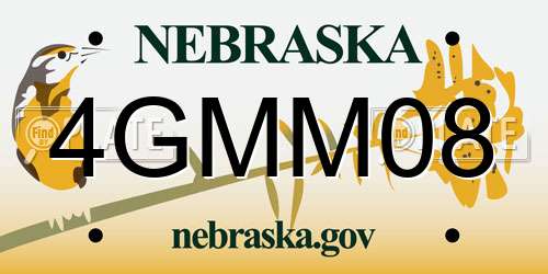 4GMM08 Nebraska License Plate