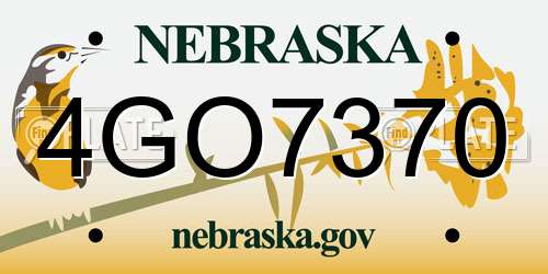 4GO7370 Nebraska License Plate