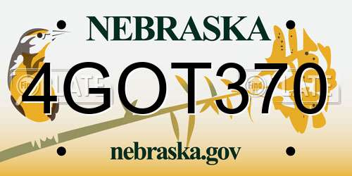 4GOT370 Nebraska License Plate