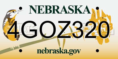 4GOZ320 Nebraska License Plate