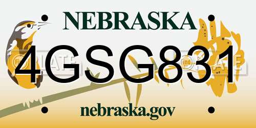 4GSG831 Nebraska License Plate