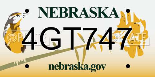 4GT747 Nebraska License Plate