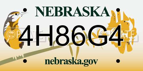 4H86G4 Nebraska License Plate