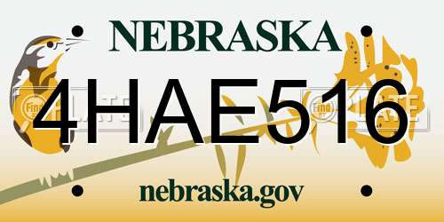 4HAE516 Nebraska License Plate