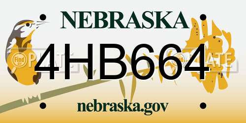4HB664 Nebraska License Plate