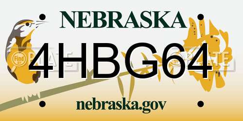 4HBG64 Nebraska License Plate