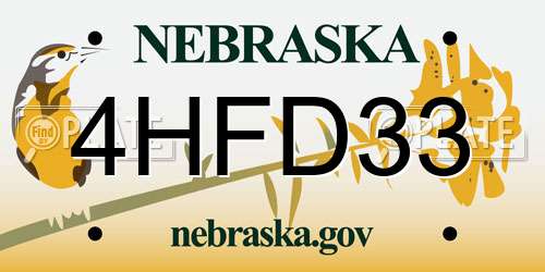 4HFD33 Nebraska License Plate