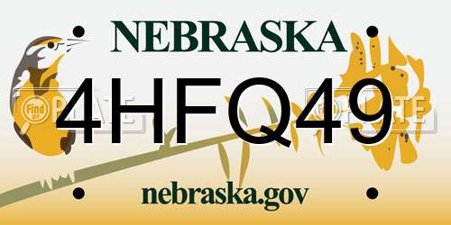 4HFQ49 Nebraska License Plate