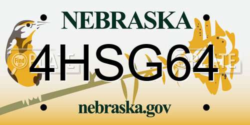 4HSG64 Nebraska License Plate