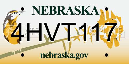 4HVT117 Nebraska License Plate