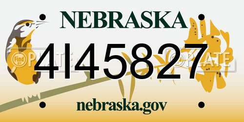 4I45827 Nebraska License Plate