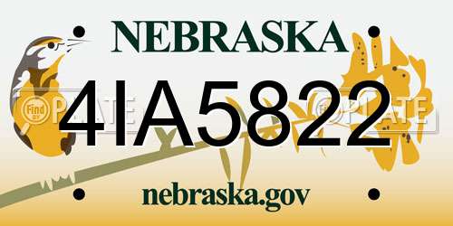 4IA5822 Nebraska License Plate