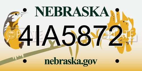 4IA5872 Nebraska License Plate