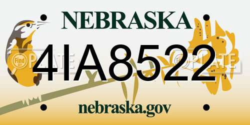 4IA8522 Nebraska License Plate