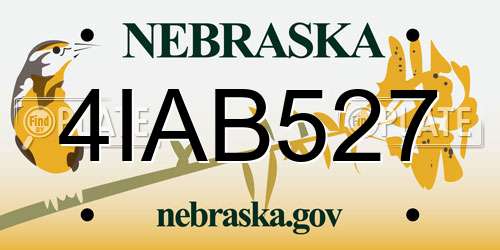 4IAB527 Nebraska License Plate