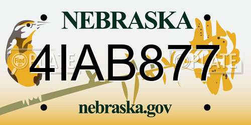 4IAB877 Nebraska License Plate