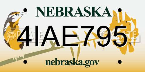 4IAE795 Nebraska License Plate