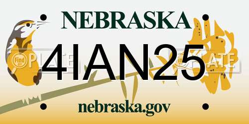 4IAN25 Nebraska License Plate