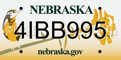 4IBB995 Nebraska License Plate
