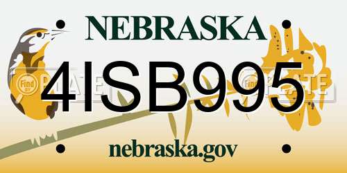 4ISB995 Nebraska License Plate