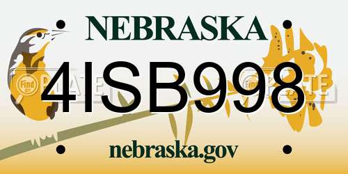 4ISB998 Nebraska License Plate