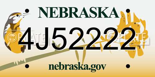 4J52222 Nebraska License Plate