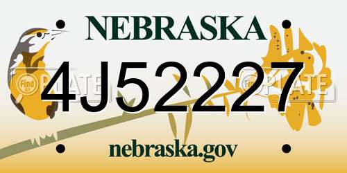 4J52227 Nebraska License Plate