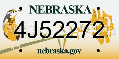 4J52272 Nebraska License Plate