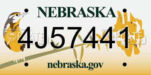 4J57441 Nebraska License Plate