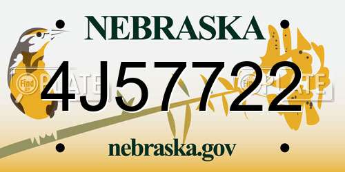 4J57722 Nebraska License Plate