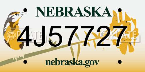 4J57727 Nebraska License Plate