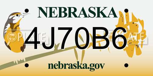 4J70B6 Nebraska License Plate