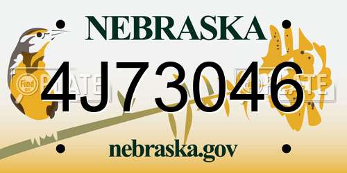 4J73046 Nebraska License Plate