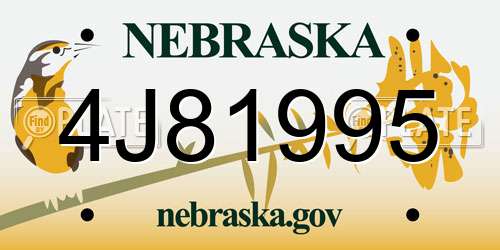 4J81995 Nebraska License Plate