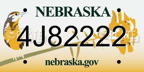 4J82222 Nebraska License Plate
