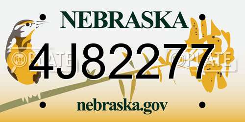 4J82277 Nebraska License Plate